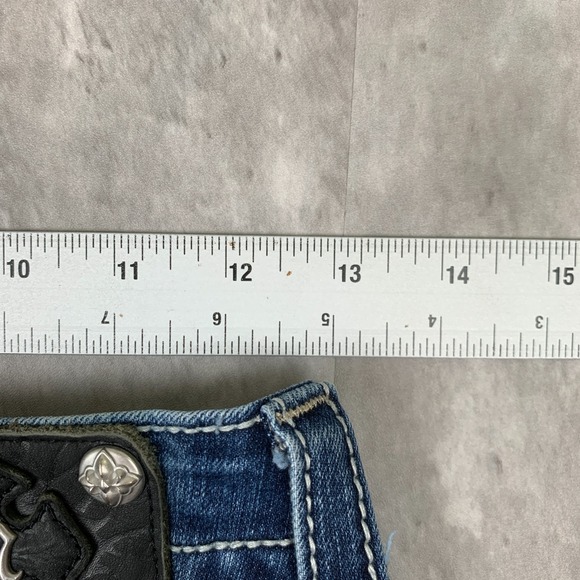 Miss Me Jeans Womens 26 Boot Distressed Embroidered Stud Fleur de Lis JP5468B - Picture 7 of 9